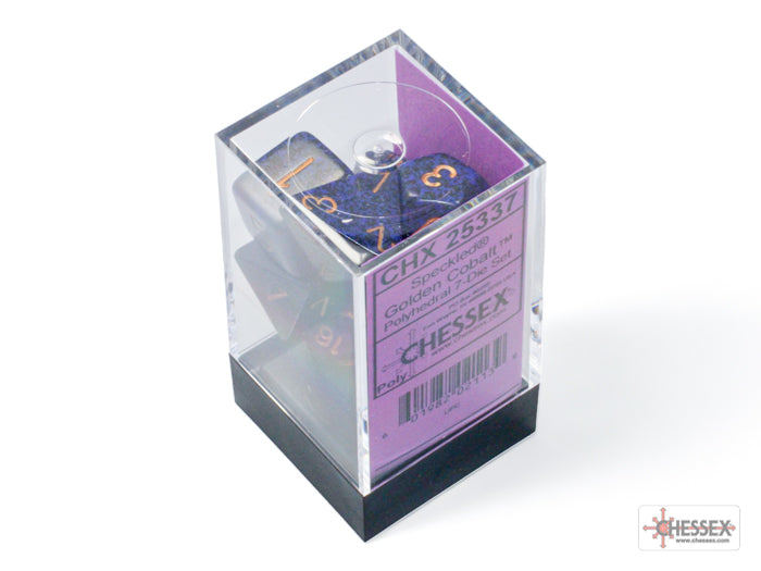 Chessex: Speckled Golden Cobalt Polyhedral 7-Dice Set