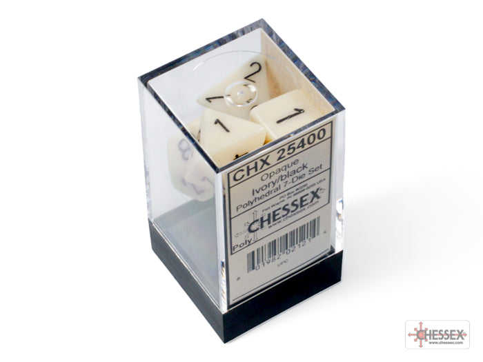 Chessex: Opaque Ivory/black Polyhedral 7-Dice Set
