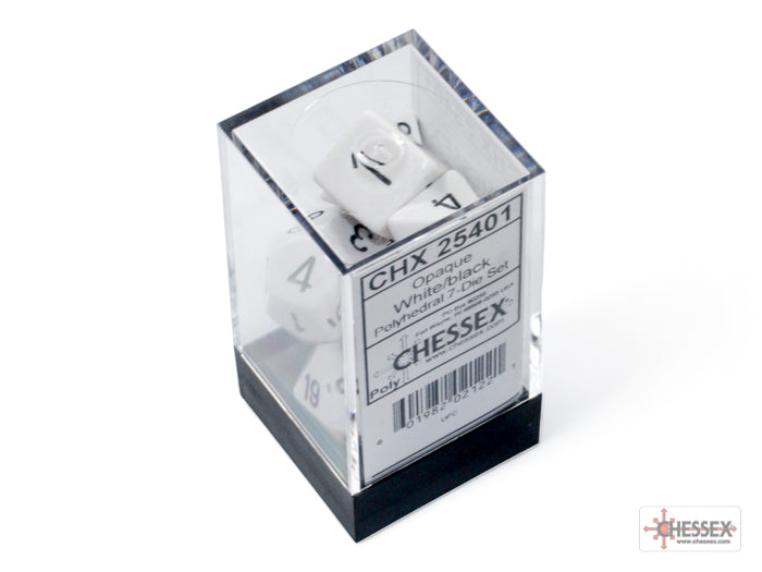 Chessex: Opaque White/black Polyhedral 7-Dice Set