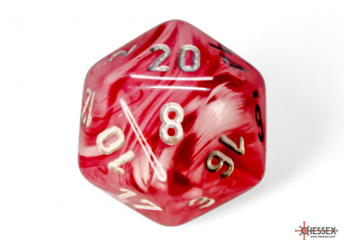 Chessex: Ghostly Glow Pink/silver Polyhedral 7-Dice Set