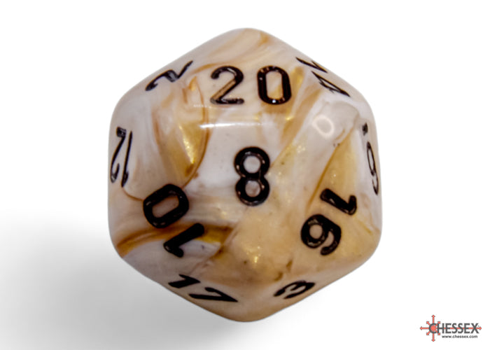 Chessex: Marble Ivory/black Polyhedral 7-Dice Set
