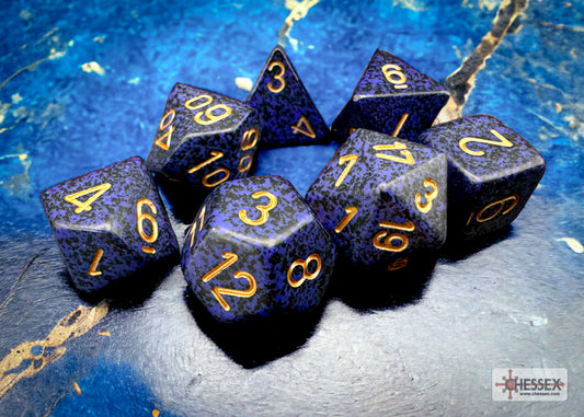 Chessex: Speckled Golden Cobalt Polyhedral 7-Dice Set