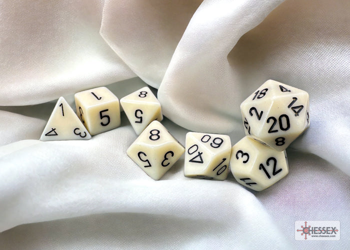 Chessex: Opaque Ivory/black Polyhedral 7-Dice Set