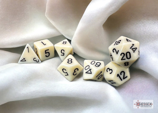 Chessex: Opaque Ivory/black Polyhedral 7-Dice Set
