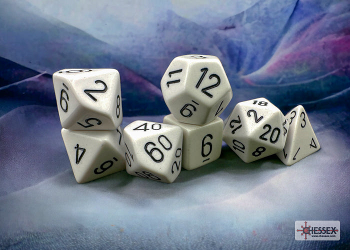 Chessex: Opaque White/black Polyhedral 7-Dice Set