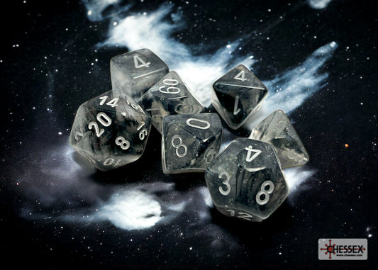 Chessex: Borealis Light Smoke/silver Luminary Polyhedral 7-Dice Set