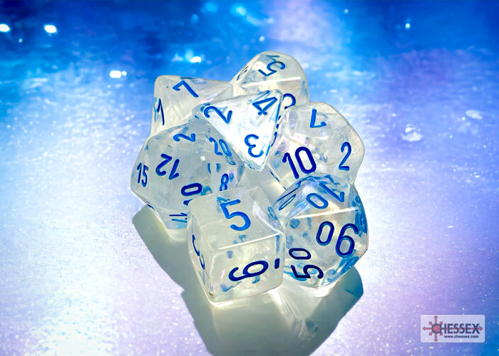 Chessex: Borealis Icicle/light blue Luminary Polyhedral 7-Dice Set