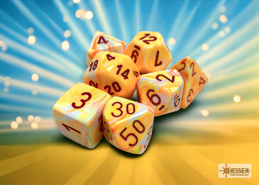 Chessex: Festive Sunburst/red Polyhedral 7-Dice Set