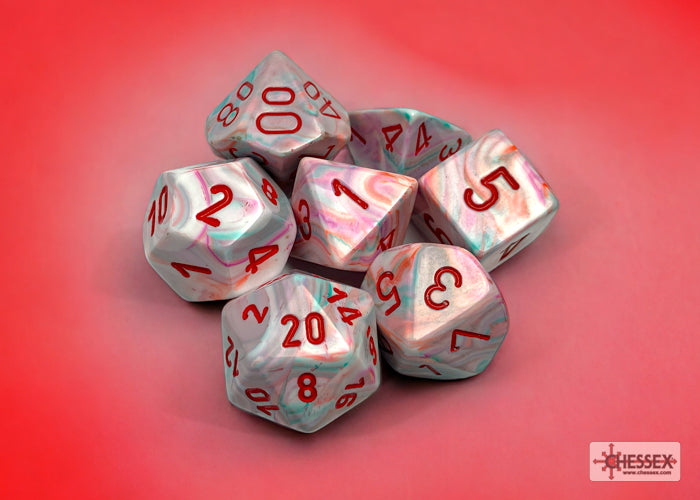 Chessex: Festive Pop Art/red Polyhedral 7-Dice Set