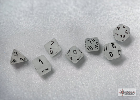 Chessex: Frosted Clear/black Polyhedral 7-Dice Set