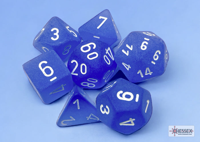 Chessex: Frosted Blue/white Polyhedral 7-Dice Set