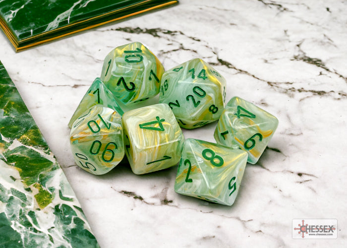 Chessex: Marble Green/dark green Polyhedral 7-Dice Set