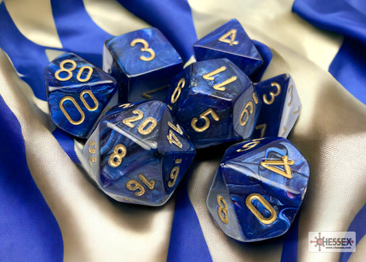 Chessex: Scarab Royal Blue/gold Polyhedral 7-Dice Set