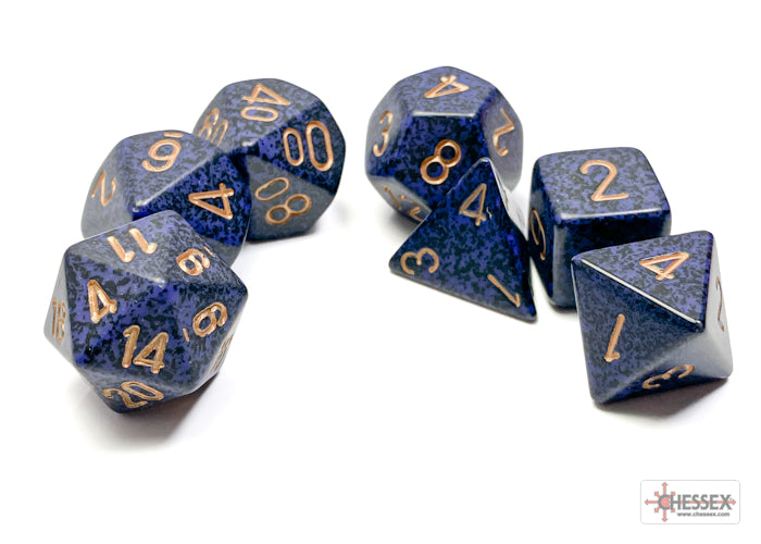 Chessex: Speckled Golden Cobalt Polyhedral 7-Dice Set