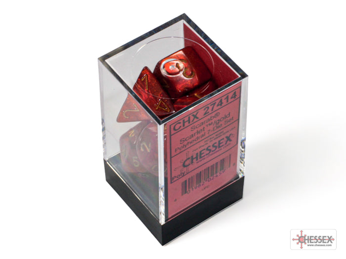 Chessex: Scarab Scarlet/gold Polyhedral 7-Dice Set
