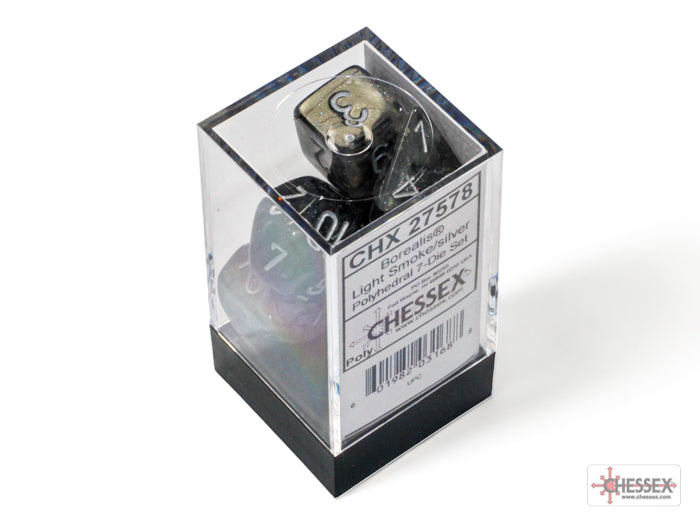 Chessex: Borealis Light Smoke/silver Luminary Polyhedral 7-Dice Set