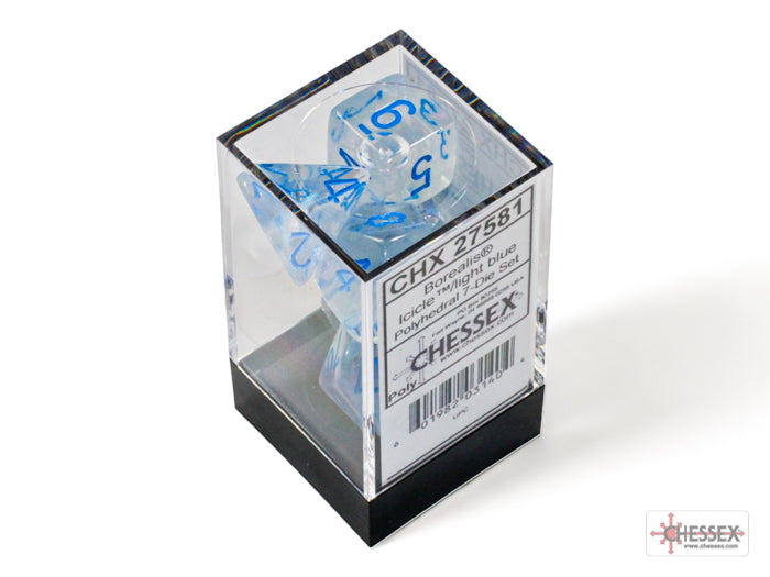 Chessex: Borealis Icicle/light blue Luminary Polyhedral 7-Dice Set