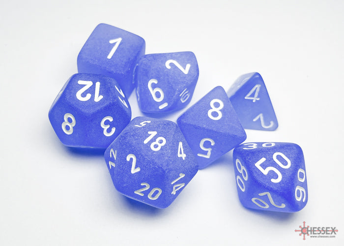 Chessex: Frosted Blue/white Polyhedral 7-Dice Set