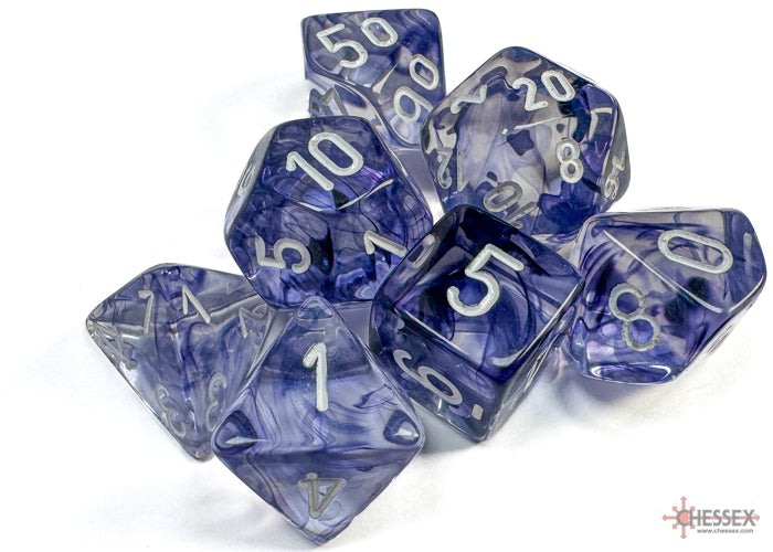 Chessex: Nebula Black/white Polyhedral 7-Dice Set