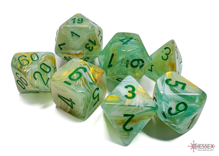 Chessex: Marble Green/dark green Polyhedral 7-Dice Set