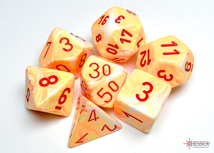 Chessex: Festive Sunburst/red Polyhedral 7-Dice Set