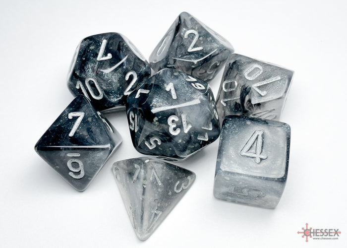 Chessex: Borealis Light Smoke/silver Luminary Polyhedral 7-Dice Set