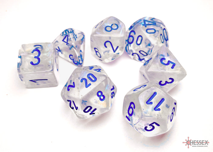 Chessex: Borealis Icicle/light blue Luminary Polyhedral 7-Dice Set