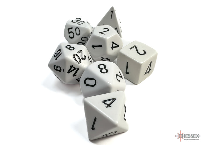 Chessex: Opaque White/black Polyhedral 7-Dice Set