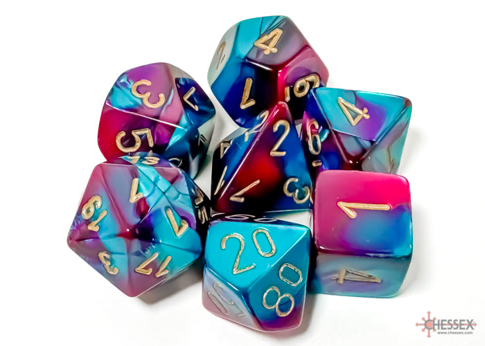 Chessex: Gemini Purple-Teal/gold Polyhedral 7-Dice Set