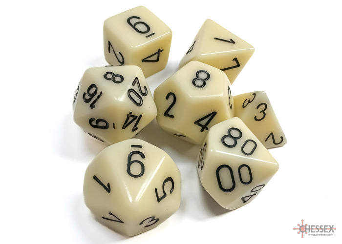 Chessex: Opaque Ivory/black Polyhedral 7-Dice Set