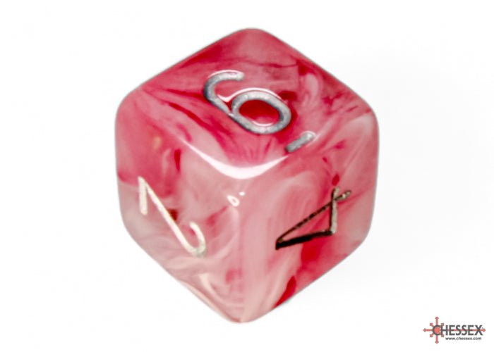 Chessex: Ghostly Glow Pink/silver Polyhedral 7-Dice Set