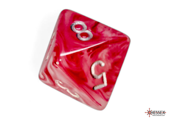 Chessex: Ghostly Glow Pink/silver Polyhedral 7-Dice Set