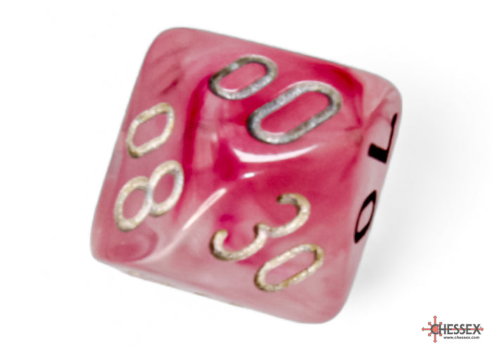 Chessex: Ghostly Glow Pink/silver Polyhedral 7-Dice Set
