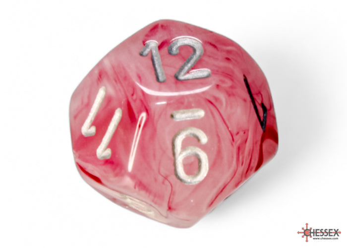 Chessex: Ghostly Glow Pink/silver Polyhedral 7-Dice Set