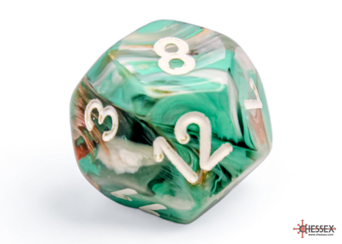 Chessex: Marble Oxi-Copper/white Polyhedral 7-Dice Set