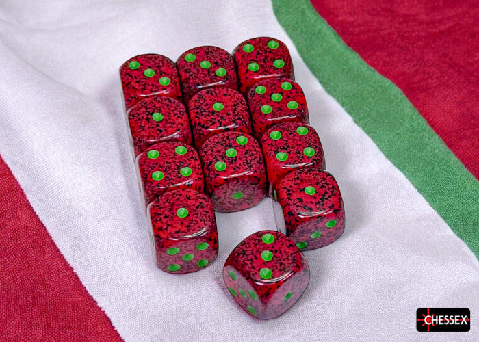 Chessex: Speckled Strawberry 16mm d6 Dice Block (12 dice)