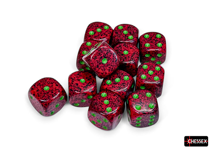 Chessex: Speckled Strawberry 16mm d6 Dice Block (12 dice)