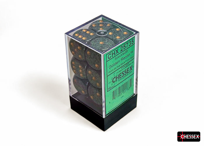 Chessex: Speckled Golden Recon 16mm d6 Dice Block (12 dice)