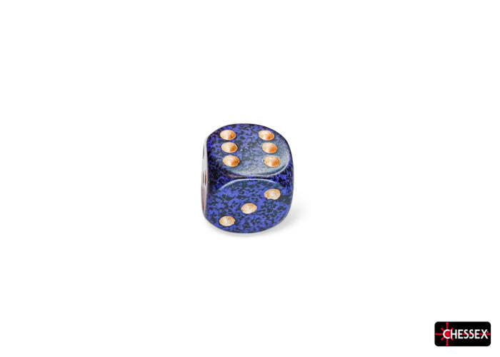 Chessex: Speckled Golden Cobalt 16mm d6 Dice Block (12 dice)