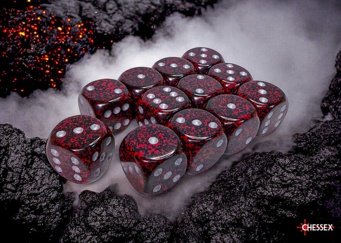 Chessex: Speckled Silver Volcano 16mm d6 Dice Block (12 dice)