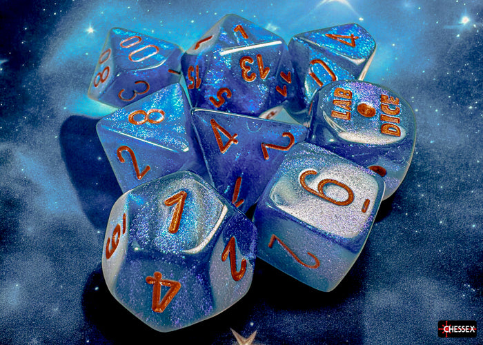 Chessex: Borealis Midnight/copper Polyhedral 7-Dice Set (with bonus die)
