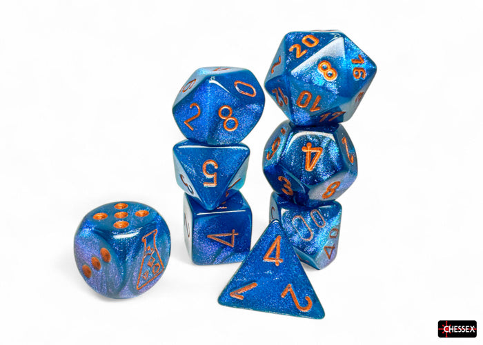 Chessex: Borealis Midnight/copper Polyhedral 7-Dice Set (with bonus die)