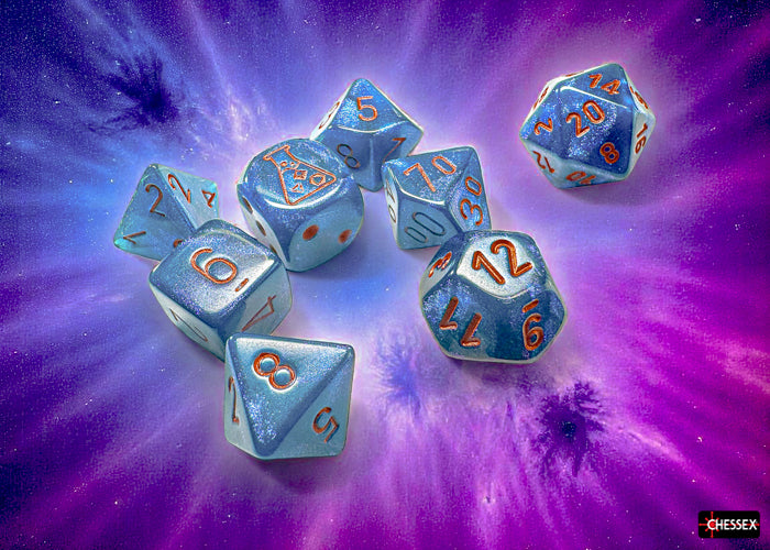Chessex: Borealis Midnight/copper Polyhedral 7-Dice Set (with bonus die)
