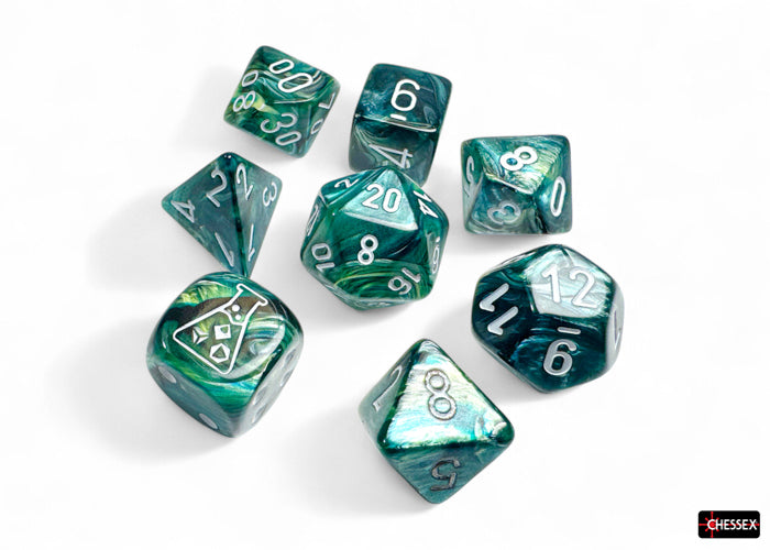 Chessex: Lustrous Neptune/grey Polyhedral 7-Dice Set (with bonus die)