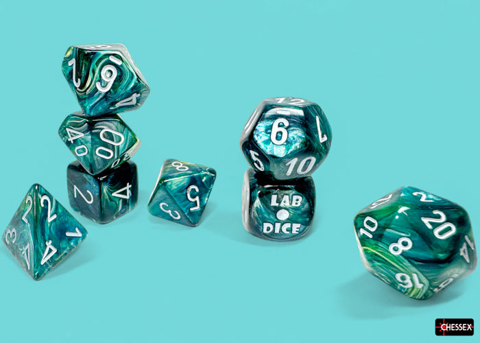 Chessex: Lustrous Neptune/grey Polyhedral 7-Dice Set (with bonus die)