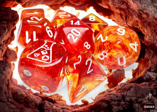 Chessex: Nebula Molten/white Luminary™ Polyhedral 7-Dice Set (with bonus die)