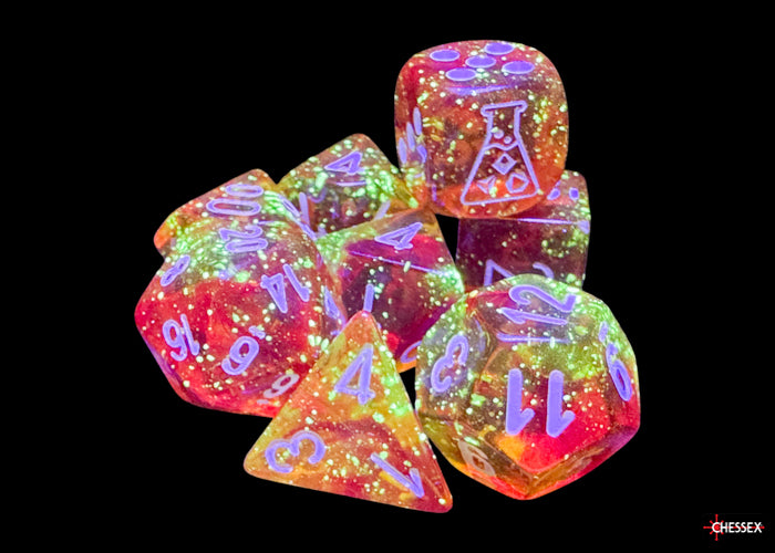 Chessex: Nebula Molten/white Luminary™ Polyhedral 7-Dice Set (with bonus die)