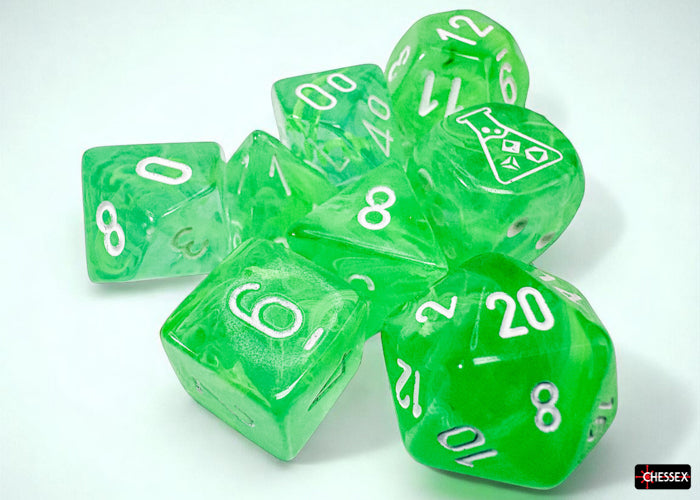 Chessex: Nebula Gelatinous/white Polyhedral 7-Dice Set (with bonus die)